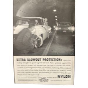 Vintage 1959 Du Pont Extra Blowout Protection Ad Advertisement